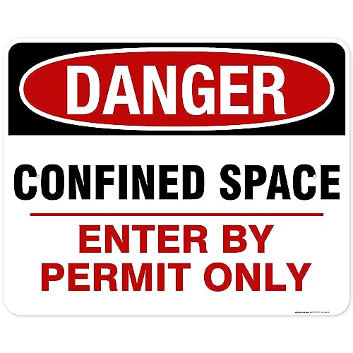 Danger Confined Space Enter By Permit Only Sign, 24x30 Inches, Rust Free - size: 24x30 - Aluminum