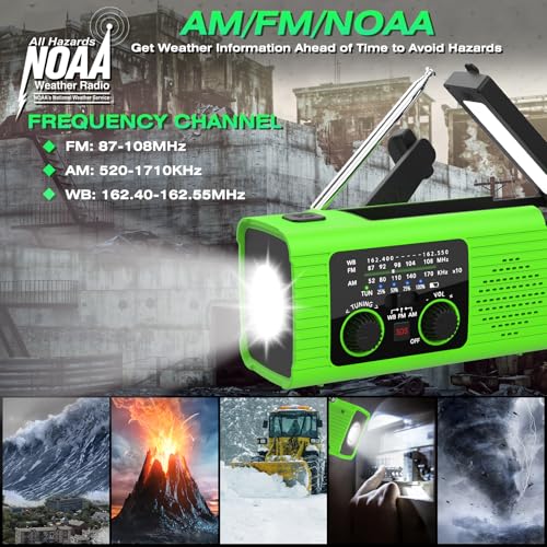 NITIGO Emergency Weather Radio, 4000mAh NOAA Weather Radio Solar Charging - color: Green, size: 4000mAh-2PK