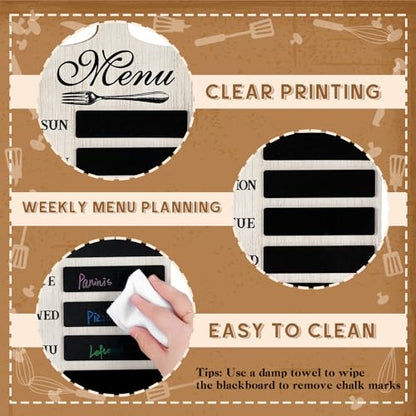 Maxdot Weekly Menu Board Kitchen 16.5 x 6.3 Inches 7 Markers and Towel
