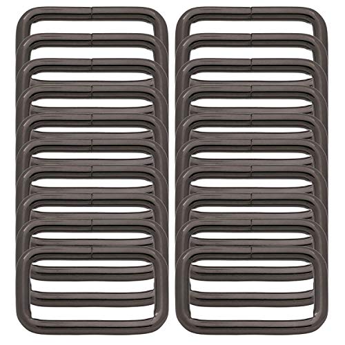 BIKICOCO Metal Rectangle Ring Buckles Square Strap Webbing Belt Rings for Bag Purse Non Welded 1-1/4 x 5/8 Inch - color: Gunmetal X 20 Pcs