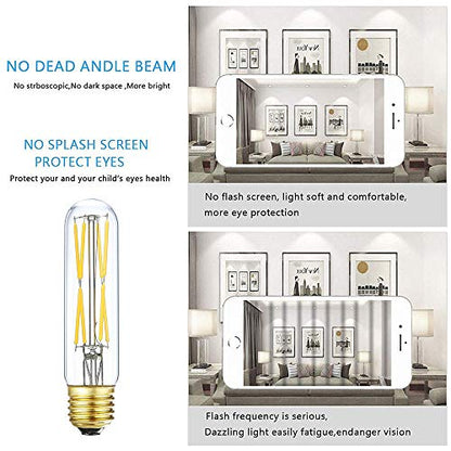T10 Led Bulb, 8W Dimmable Led Tubular Bulbs, 75-100 Watt Equivalent,4000K Daylight, 850lm, Clear Glass, E26 Base Lamp Bulb, for Cabinet Display Cabinet etc,No Flicker,3 Pack. - color: 8w=80w-4000k-3p
