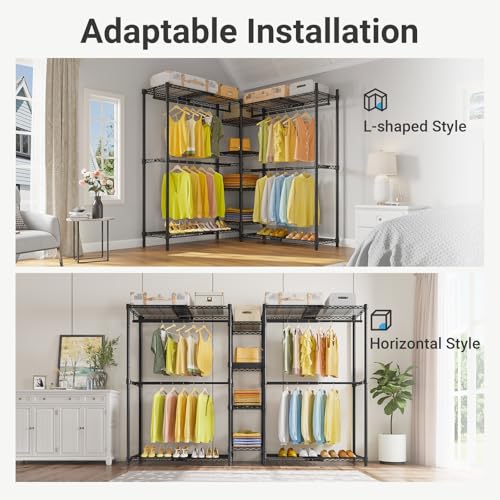 VIPEK X3 Expandable Heavy Duty Clothes Rack Closet Organizer System Black - color: Black, size: X3