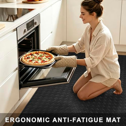 Kitchen Mats and Rugs Cushioned Anti-Fatigue, 47.2" x 70.9", Black - color: Black, size: 70.9"L x 47.2"W x 0.4"Th