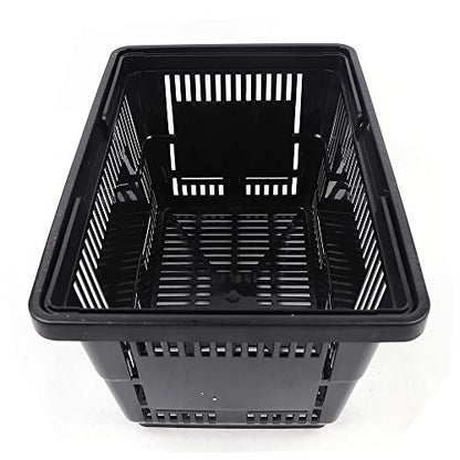 12 Pcs Shopping Baskets 20 L Plastic Shopping Baskets with Handles, Black Store Baskets Retail Baskets with Handles for Market Grocery Supplies Laundry Basket