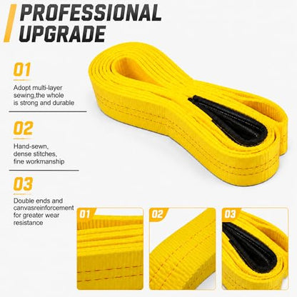 Lift Sling Straps, 6.5'X2 Heavy Duty Flat Eye Lift Sling, 2Pk, RUGOACE