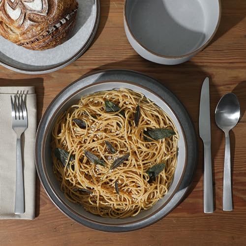Gibson Elite Gelston Stoneware Matte Reactive Glaze 16 Piece (Service for 4) Plates and Bowl Dinnerware Set - Grey - color: Grey (Gelston)