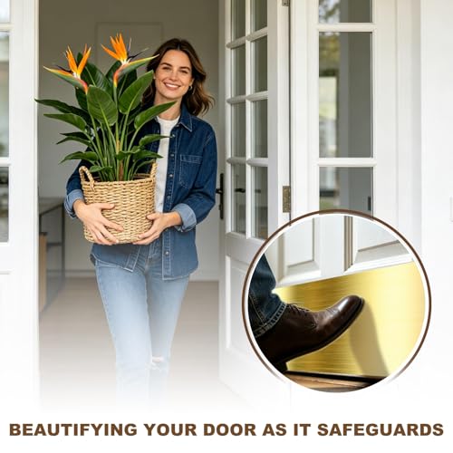 6 x 30 Inches Self Adhesive Door Kick Plate,2 Pack - Gold - color: Gold, size: 6 x 30 Inch