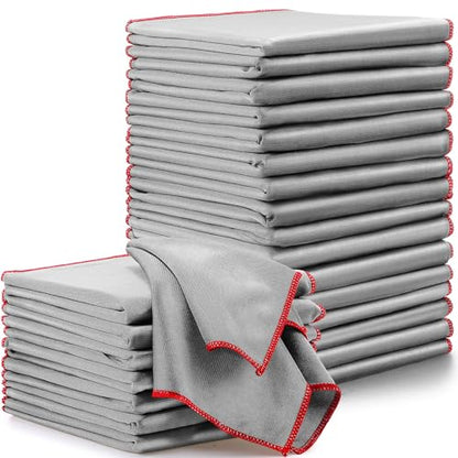 Maxcheck 24 Pack Microfiber Glass Cleaning Cloths, 16" x 16", Grey - color: Grey