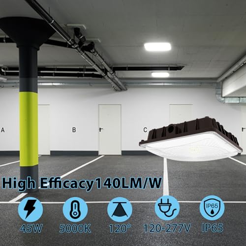HYPERLITE LED Canopy Light 45W: 6300lm 4Packs 9.5"x9.5" LED Canopy Lights 5000K Daylight,Ideal and Commerical Canopy LED Lights for Garage,Carport,Shop,Workshop,Underpass,Entrance