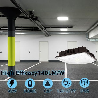 HYPERLITE LED Canopy Light 45W: 6300lm 4Packs 9.5"x9.5" LED Canopy Lights 5000K Daylight,Ideal and Commerical Canopy LED Lights for Garage,Carport,Shop,Workshop,Underpass,Entrance