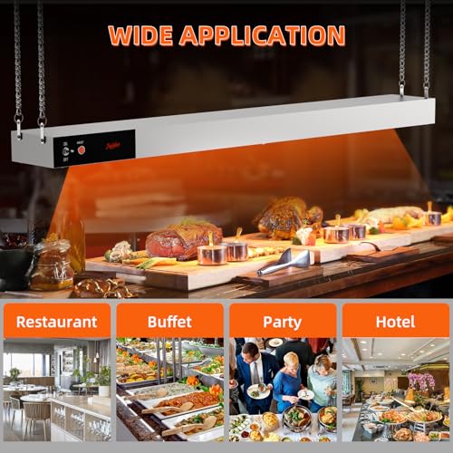 Food Heat Lamp, 48 Inch Commercial Food Heat Lamp Strip Heater, Stainless Steel Heat Lamp for Food, 1300W Infrared Food Warmer for Buffet, Cafeteria, Restaurant, Kitchen - size: 48 Inch