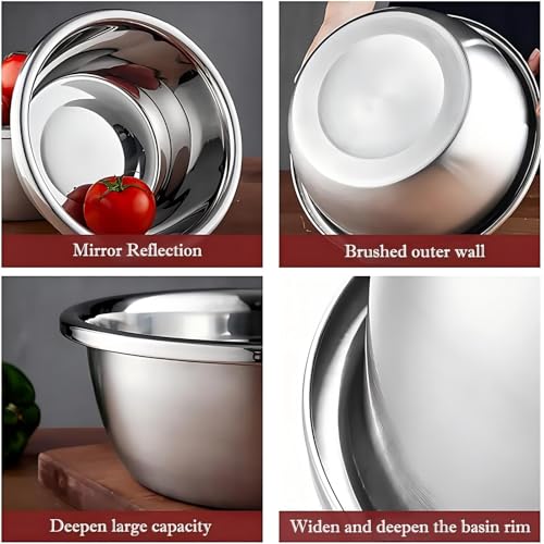 meleg otthon Stainless Steel Mixing Bowl, 23 Quart Salad Bowl, Metal Bowls, Stainless Steel Basin, Heavy Duty Deeper Edge Mirror Finish Dishwasher Safe Bowl - color: diameter 19.68inch