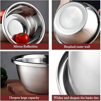meleg otthon Stainless Steel Mixing Bowl, 23 Quart Salad Bowl, Metal Bowls, Stainless Steel Basin, Heavy Duty Deeper Edge Mirror Finish Dishwasher Safe Bowl - color: diameter 19.68inch