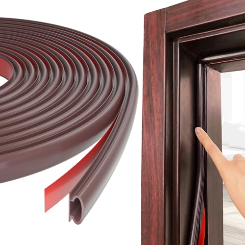 Weather Stripping Door Seal Strip,Self-Adhesive Rubber Door Insulation - color: Brown, size: 49Feet
