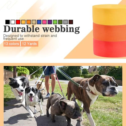 CooBigo 12 Yards Webbing 1 Inch Wide Polypropylene Webbing Strap 1" Webbing Strapping for Bags/Lawn Chair/Pool Solar Cover DIY Crafting