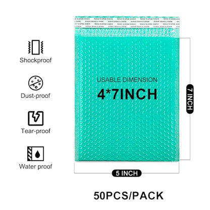 Koja Extra Thick Padded Bubble Mailers, 4x8 in, 100-Pack, Green - color: Green, size: 4 x 8" 100-Pack