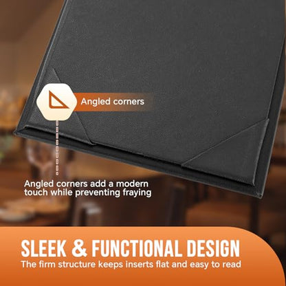 MYFULLY 1-View Menu Holders Covers 4.25"x11" 12PCS PU Leather for Restaurants