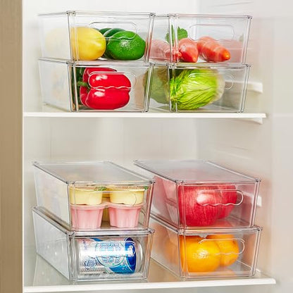 Vtopmart 4pcs Clear Stackable Storage Bins with Lids - size: With Lid