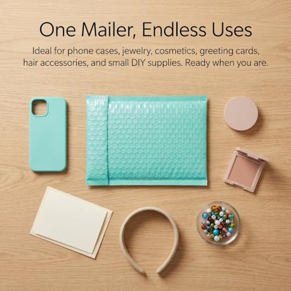 100 PCS 5 x 6 Inch Poly Bubble Mailers, Teal Waterproof Padded Mailing Envelopes, Practical Self Seal Adhesive Shipping Bags for Small Business Packing Mailing Supplies - color: Teal
