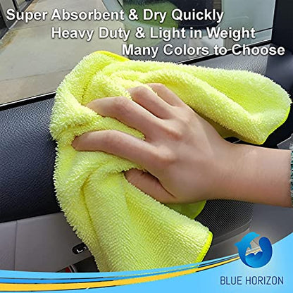 Microfiber Cleaning Towels, Pack of 24, Ultra Soft Plush Washcloth, All Purpose Premium Microfiber Detailing Cleaning Cloths Reusable Shop Towels (16" x 16", Sky Blue) - color: Sky Blue