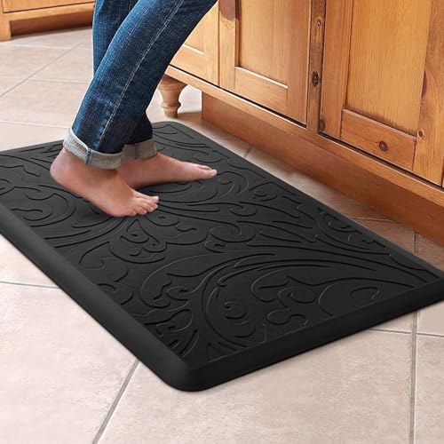 Kitchen Mat Cushioned Anti-Fatigue Comfort Standing Mat Rug for Home,Office - color: Black, size: 1'5" x 2'4" (Rectangular)