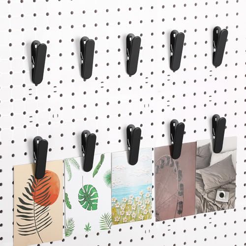 CroBlissful Pegboard Clips Peg Board Metal Accessories Hook, Black, 10 Pcs - color: Black