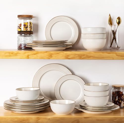 GBHOME Ceramic Dinnerware Sets of 8,36pcs Plates and Bowls Sets Dishes - color: Off-White, size: Service for 8 (36 pcs)