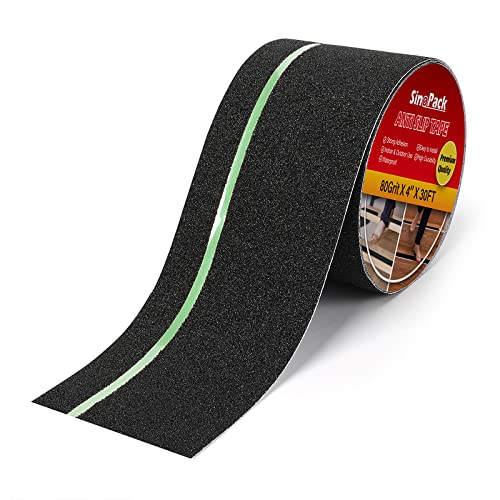 Anti Slip Tape with Glow in The Dark 4Inch x 30FT Waterproof No Skid Tape Roll, Best Grip with Non Slip Tape for Slippery Surfaces - color: Glow in The Dark