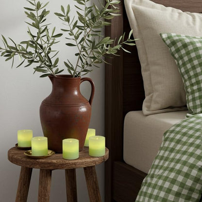 FURORA LIGHTING Green Marble Real Wax Votive LED Candles, 6-Pack - color: Green Flat Top, Real Wax