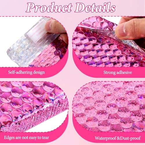 60 Pcs Bubble Mailers Holographic Bubble Mailers Opaque Padded Envelopes Self Seal Shipping Envelopes for Mailing, Packaging, Boutique, Thick Bubbles Padded Mailer - 5.9 x 7.87 Inch