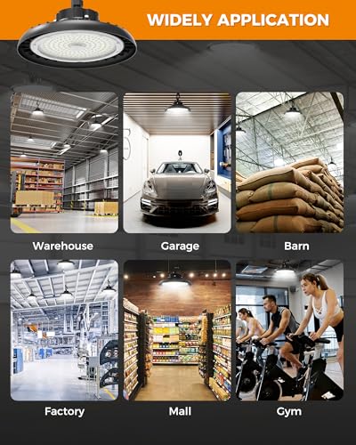 AIKVSXER 180W UFO High Bay Light 32400LM 6000K, 1-10V Dimmable Shop Lights