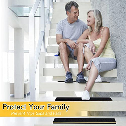 S&X Outdoor Stair Treads Non-Slip 6x24in, 5-Pack, Reflective - color: Reflective/Black, size: 6" x 24"