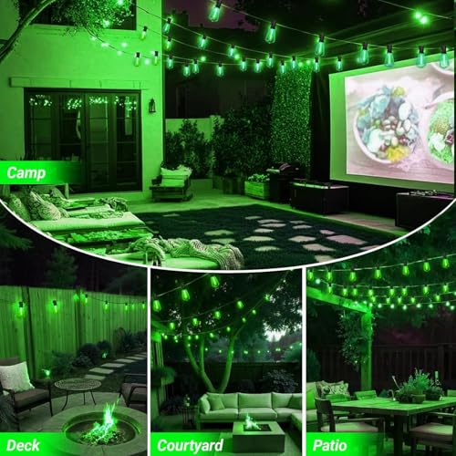 LAMPHOME 2-Pack 26Ft ST38 Green St Patrick's Day Patio Lights, Outdoor String Lights with 12+1 Shatterproof LED Edison Bulbs, Waterproof String Lights for Bistro Christmas Party Decor - color: Green, size: 51FT