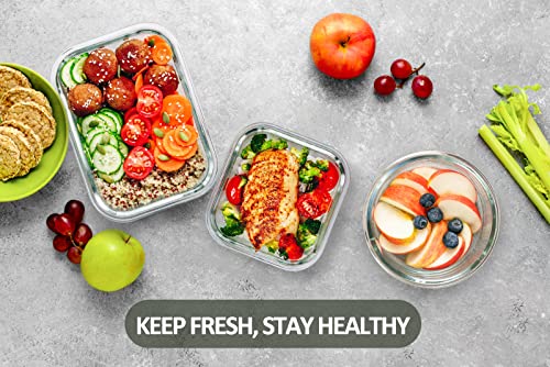 M MCIRCO 24-Piece Glass Food Storage Containers with Locking Lids,Glass Meal Prep Containers Set - Airtight Lunch Containers, Microwave, Oven, Freezer and Dishwasher,Green - color: Green