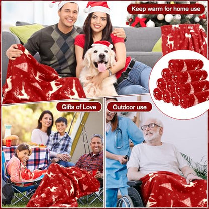 Preboun 24 Pack Bulk Christmas Fleece Throw Blankets, Deer - style: Deer