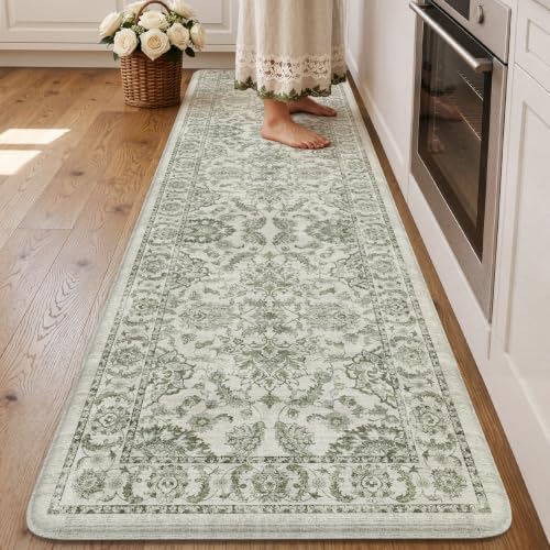 KIMODE Anti Fatigue Kitchen Mats for Floor Cushioned Kitchen Runner Rugs - color: Sage Green, size: 24"x71"--0.47 inches