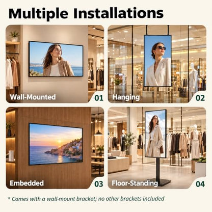 43" 4K Wall Mount Digital Signage, 3840 x 2160P 16:9 Screen Monitor - size: 43inch 4K