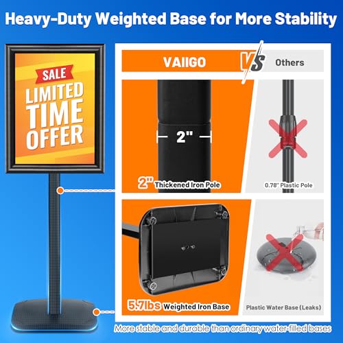 Heavy Duty Pedestal Sign Holder, 11"x17" Sign Stand Outdoor Indoor - color: Black, size: 11x17 in