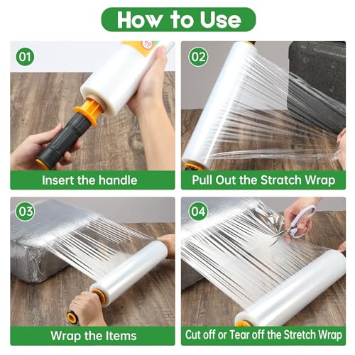 Stretch Wrap 15"x1000 Feet Stretch Film Shrink Wrap Packing Moving Suppliers for Shipping Moving Suppliers Packing Pallet Wrapping Surface Protection 60 Gauge(1 Roll) - style: 1 Roll