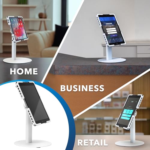 Mount-It! Universal Tablet Countertop Stand, Secure Kiosk Mount, White - color: White