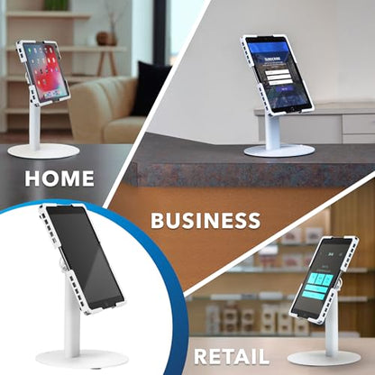 Mount-It! Universal Tablet Countertop Stand, Secure Kiosk Mount, White - color: White