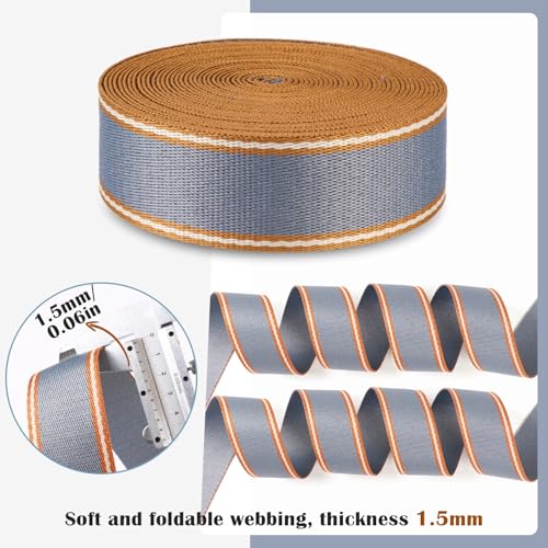 Nylon Webbing 1.5 Inch-Polyester Webbing 6 Yards Fog Blue Webbing Straps for Bags-Heavy Cotton Webbing 1.5 inch for Bag Handles Purse Straps Ribbon 1 1/2" (Fog Blue) - color: Fog Blue-6 Yards