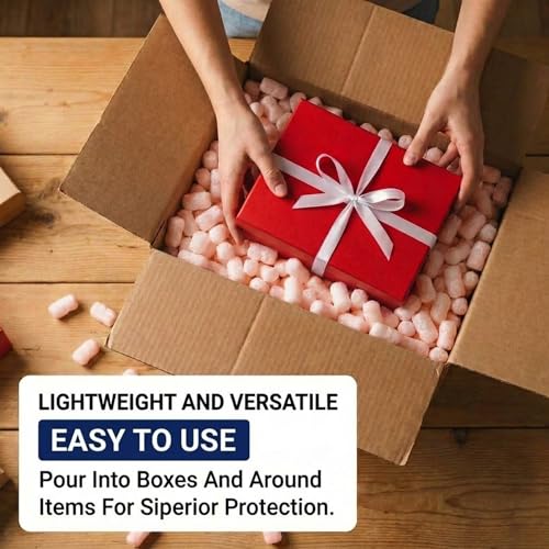 BOX USA Shipping & Packing Peanuts Pink, 7 Cubic Feet - Loose Fill Packaging Peanuts for Packing, Moving and Storage