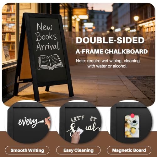 4 THOUGHT Heavy Duty A-Frame Magnetic Chalkboard 40"x20", Black - color: Black - Heavy Duty Series