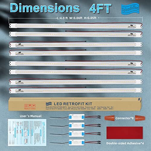 4FT LED Retrofit Kit, Panel Light, Troffer Quick Repair Kit, No Tools Required, 36w, 5000K White Light (4 Pack) - color: 4ft-5000k-4packs