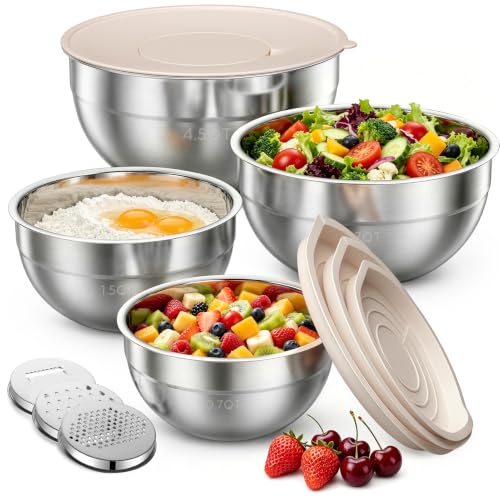 Stainless Steel Mixing Bowls with Lids Set, 4 Pack Cooking Bowls