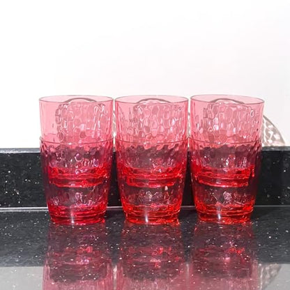 15-Ounce Plastic Tumblers (Set of 6), Reusable Plastic Mugs, BPA-Free Acrylic to Drink Mugs, Shatter Resistant, Textured Interior, Dishwasher Safe (Red, 15 Ounce) - color: Red, size: 15 Ounce