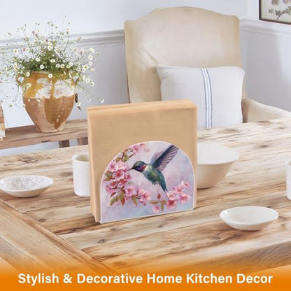 Pink Hummingbird Napkin Holder for Table Acrylic Tissue Dispenser - color: beautiful hummingbird