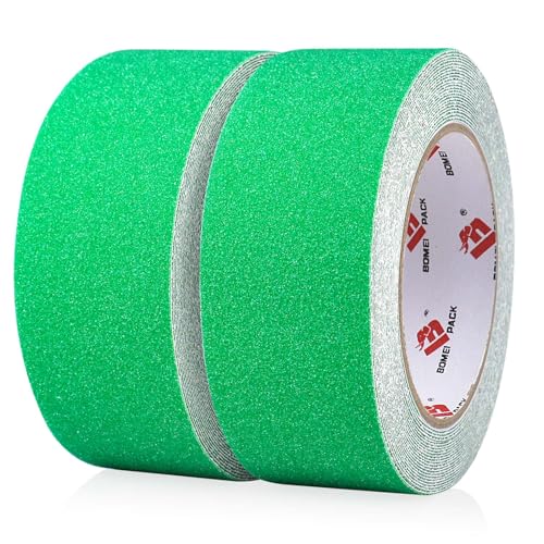 BOMEI PACK Anti Slip Traction Tape,2 Inch x 16.5 Ft,Heavy Duty Non Slip Tape,Grip Tape for Stairs, Tread Step, Indoor & Outdoor Use,Waterproof Stairs Non Skid Treads (Dark Green) - color: Dark Green