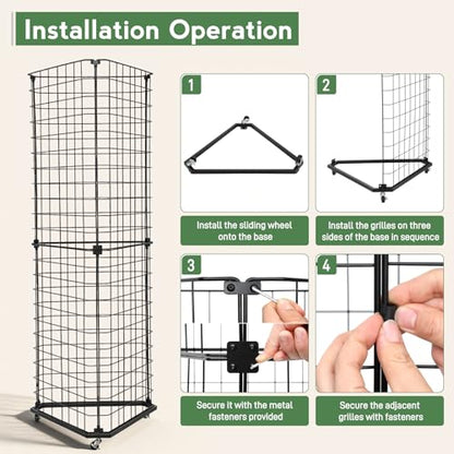 24"x68"Large Triangular Gridwall/Wire Grid Panel Display Stand with Wheels